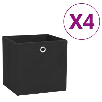 VidaXL Opbergboxen 4 st 28x28x28 cm nonwoven stof zwart VidaXL Opbergboxen 4 st 28x28x28 cm nonwoven stof zwart