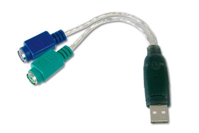 Digitus USB / PS/2 Toetsenbord/muis Adapterkabel [1x USB-A 2.0 stekker - 2x PS/2-bus] 10.00 cm 10.00 cm Transparant
