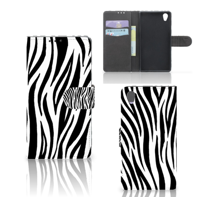 Sony Xperia Z1 Telefoonhoesje met Pasjes Zebra Sony Xperia Z1 Telefoonhoesje met Pasjes Zebra
