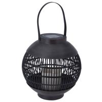 ProGarden lantaarn met kaars solar led rattan zwart - thumbnail