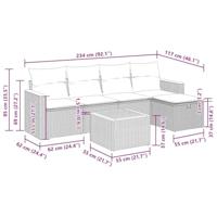 6-delige Loungeset met kussens poly rattan grijs - thumbnail