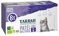 Yarrah natvoer kat kuipje pate graanvrij bio Multi-Pack Kip & Kalkoen 8x100gr - thumbnail