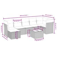 7-delige Loungeset met kussens poly rattan bruin - thumbnail