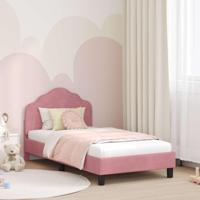 Bedframe voor kinderen met hoofdbord Roze 80 x 160 cm Fluweel - thumbnail