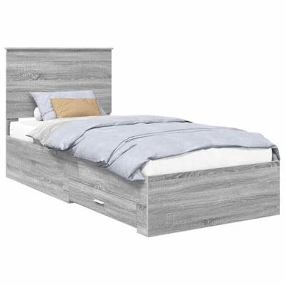 Bedframe met hoofdeinde Grijs Sonoma 90 x 200 cm Bewerkt hout