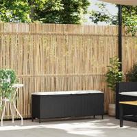 Tuinbank met kussen 110x30x40,5 cm poly rattan zwart - thumbnail