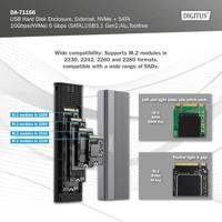 Digitus DA-71156 M.2 SSD-behuizing USB-C 3.2 Gen 1 5 GBit/s M.2 PCIe NVMe 2230, 2242, 2260, 2280 DA-71156 - thumbnail