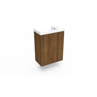 Fonteinkast Maddison Oak Arcqua Luna 40x55x28 cm Incl. Fontein Glans Wit Met Overloop - thumbnail