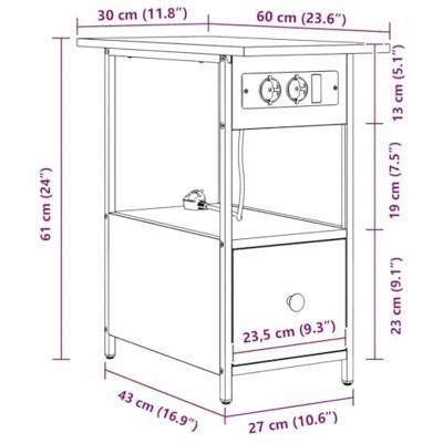 Nachtkastje met lade Grijs sonoma 60 x 30 x 61 cm Bewerkt hout Nachtkastje met lade Grijs sonoma 60 x 30 x 61 cm Bewerkt hout
