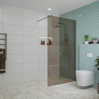 Fortifura Galeria inloopdouche - 110x200cm - rookglas - wandarm - Geborsteld Gunmetal PVD SW915252/SW797907 - thumbnail