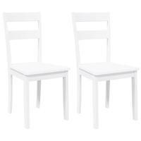 Eetkamerstoelen 2 st massief hout rubber wit - thumbnail