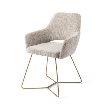 Jesper Home Kushi eetkamerstoel Stone Haze beehive gold