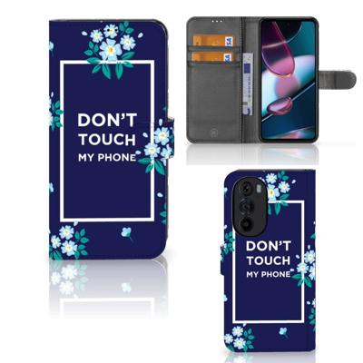 Motorola Edge 30 Pro Portemonnee Hoesje Flowers Blue DTMP Motorola Edge 30 Pro Portemonnee Hoesje Flowers Blue DTMP