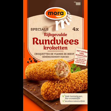 Mora Specials Rijkgevulde Rundvlees Kroketten 4 x 75 g bij Jumbo Mora Specials Rijkgevulde Rundvlees Kroketten 4 x 75 g bij Jumbo