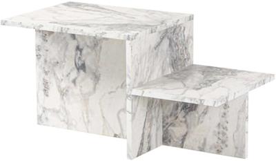 Hoofdtafel Harmony Wit Grijs 80 x 40 x 40 cm Marmer