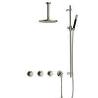 Hotbath Cobber - CB7067 - Inbouw Regendoucheset - Geborsteld Nikkel - 2 Stopkranen - Thermostatisch - Plafondbuis 15 cm - Hoofddouche 200 mm - Staafhanddouche - Glijstang 900 mm - Waterbesparend - thumbnail