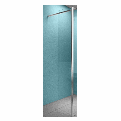 Xellanz Eco zijwand met hoekprofiel 300x2000x8 mm nano helder glas/chroom - thumbnail