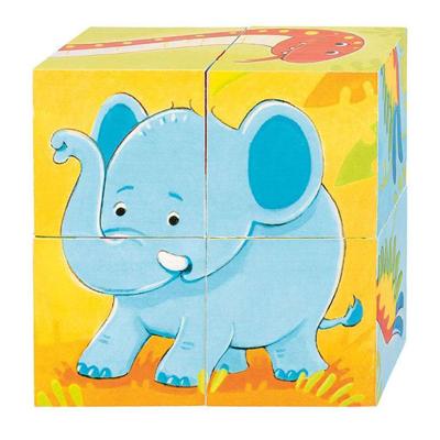 Goki houten blokpuzzel wilde dieren, 4st. Goki houten blokpuzzel wilde dieren, 4st.
