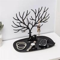 Kunststof gewei vormige creatieve ring Lipstick rack ketting sieraden cosmetische opslag display Organizer (zwart) - thumbnail