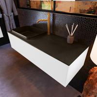 Badkamermeubelset Mondiaz Erin 120 cm met 1 Lade met RIDGE Wastafel Links Urban met 1 kraangat Greeploos Mat Talc - thumbnail