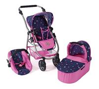 Combi-poppenwagen Emotion - Vlinders Navy Roze - thumbnail