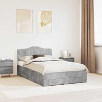 Bedframe met hoofdeinde Beton Grijs 120 x 200 cm Bewerkt hout - thumbnail