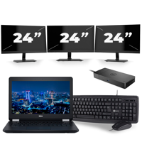 Dell Latitude E5270 - Intel Core i5-6e Generatie - 12 inch - 8GB RAM - 256GB SSD - Windows 11 + 3x 24 inch Monitor - thumbnail