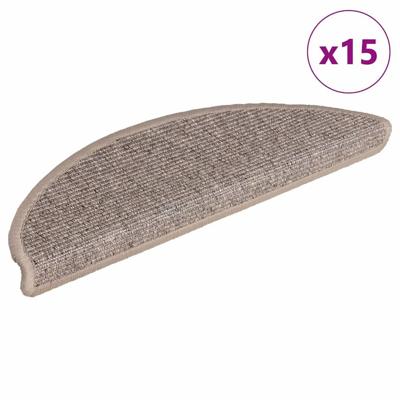 VidaXL Trapmatten 15 st 56x17x3 cm donkerbeige halfrond