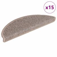 VidaXL Trapmatten 15 st 56x17x3 cm donkerbeige halfrond - thumbnail