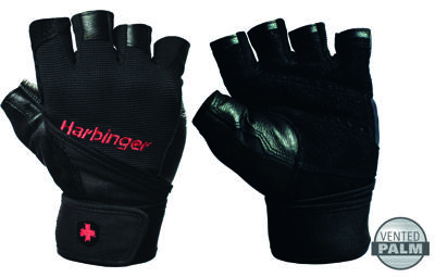 Harbinger Men's Pro Fitness Handschoenen met Wrist Wrap - Zwart - XL