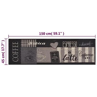 Keukenmat wasbaar koffieprint 45x150 cm fluweel zwart Keukenmat wasbaar koffieprint 45x150 cm fluweel zwart