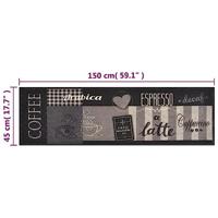 Keukenmat wasbaar koffieprint 45x150 cm fluweel zwart - thumbnail