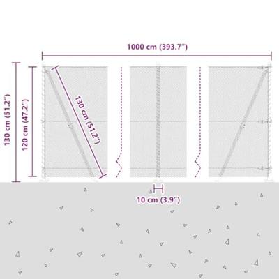 VidaXL Afrasteringspaal zilver 10 x 1,2 m (13 mm gaas) staal