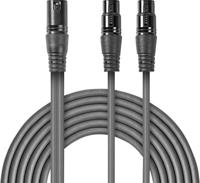 Gebalanceerde XLR-Audiokabel | XLR 3-pins male - 2x XLR 3-pins female | 1,5 m | Grijs - thumbnail