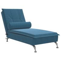 Massage chaise longue met bolster fluweel blauw - thumbnail