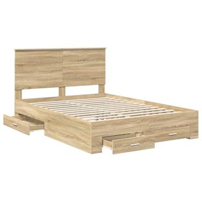 Bedframe met hoofdeinde Sonoma Eiken 140 x 200 cm Bewerkt hout