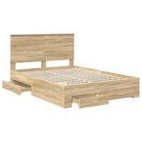 Bedframe met hoofdeinde Sonoma Eiken 140 x 200 cm Bewerkt hout - thumbnail