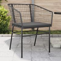 Tuinstoelen 2 st met kussens poly rattan zwart - thumbnail