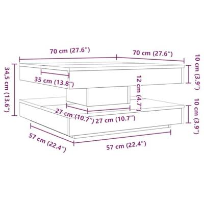 Salontafel 360 graden draaibaar 70x70x34,5 cm betongrijs