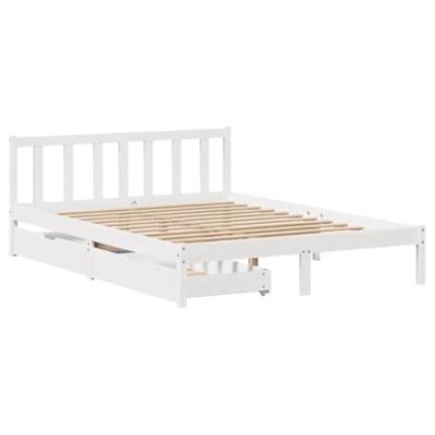 Bedframe zonder matras massief grenenhout wit 140x190 cm