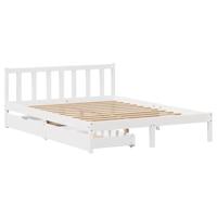 Bedframe zonder matras massief grenenhout wit 140x190 cm - thumbnail