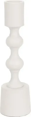 Kandelaar metaal rond 4.5x15.5cm wit