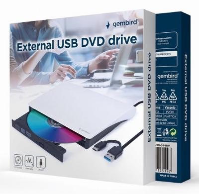 Externe USB DVD-drive, zwart-wit Externe USB DVD-drive, zwart-wit
