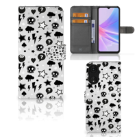 Telefoonhoesje met Naam OPPO A78 5G | A58 5G Silver Punk | Portemonnee hoesje - thumbnail