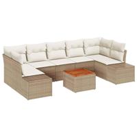 Tuinbankenset met opslag 8 pcs Beige en Crème poly rattan - thumbnail