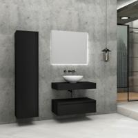 Onderkast Aquasplash Lina met Wastafelblad 80x50 cm Mat Zwart Aquasplash - thumbnail