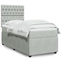 Boxspring met matras fluweel lichtgrijs 100x200 cm - thumbnail