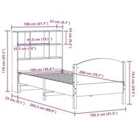 Bed met boekenkast zonder matras grenenhout wasbruin 100x200 cm - thumbnail