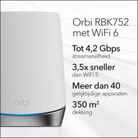 Netgear Orbi WiFi6 draadloze router Gigabit Ethernet Tri-band (2.4 GHz / 5 GHz / 5 GHz) Roestvrijstaal, Wit - thumbnail