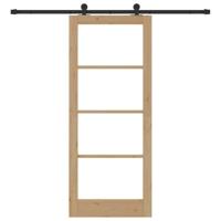 Schuifdeur met Hardware Set 'ORKDAL'Massief Hout en Glas - thumbnail